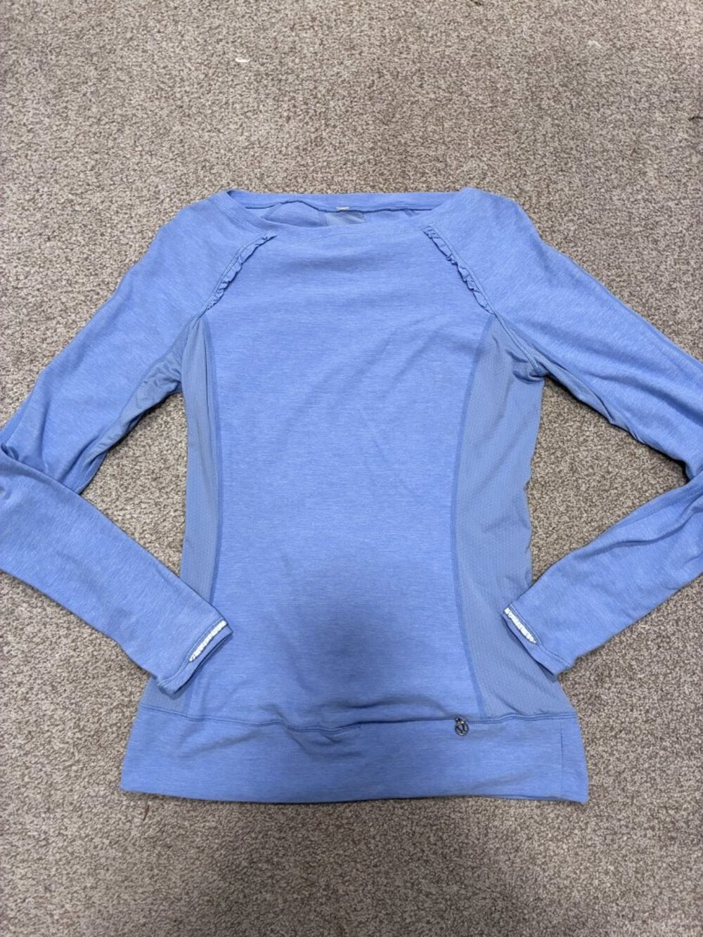 Lululemon Run Long Sleeve Top Ruffle Raglan Thumbholes Blue Size 8